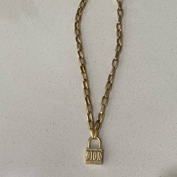 Christian Dior Aged Gold Lucky Locket Necklace Padlock - Picture 4 of 7